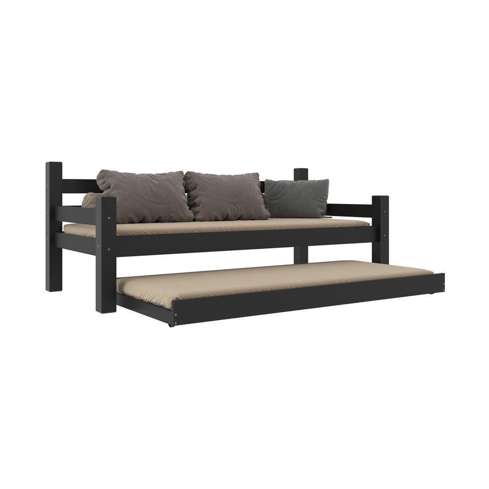 Bicama Madeira Maciça Com Colchões Inclusos Paris Multimóveis Cr4160 Preta - 3