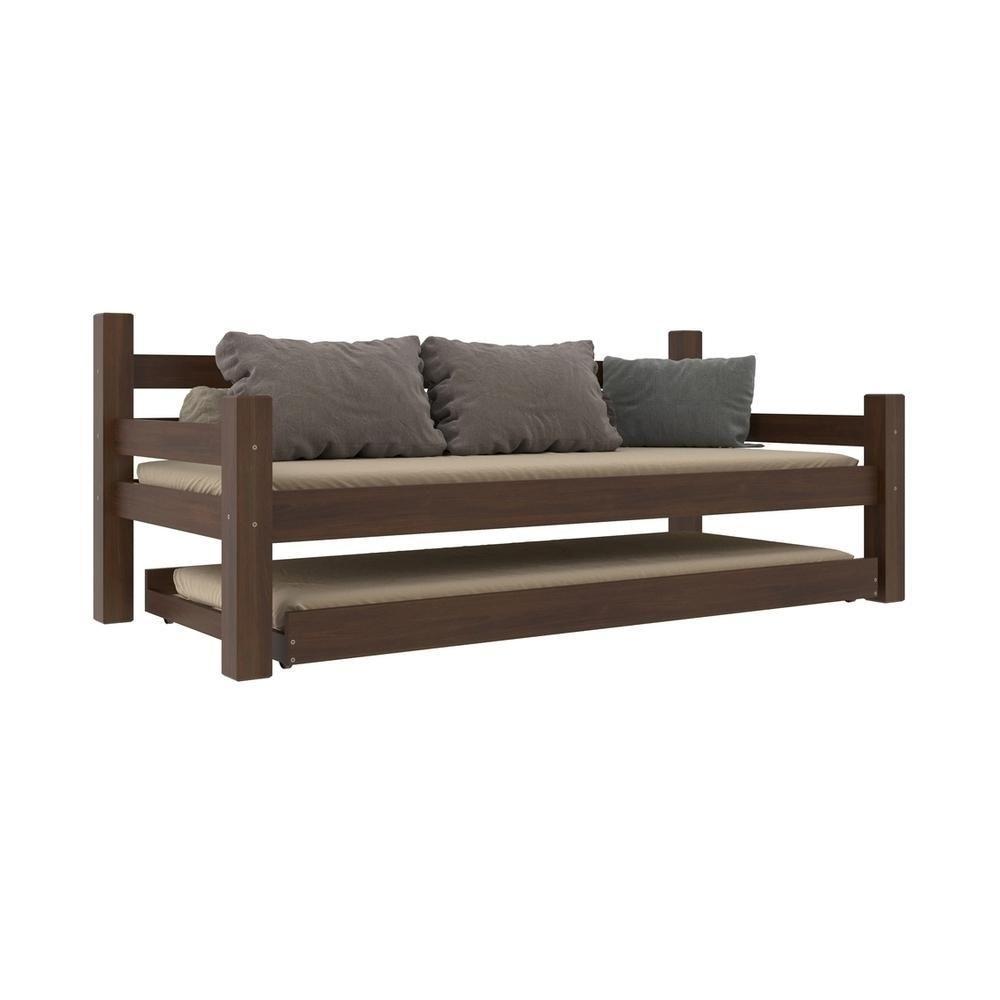 Bicama Madeira Maciça Com Colchões Inclusos Paris Multimóveis Cr4160 Imbuia - 1