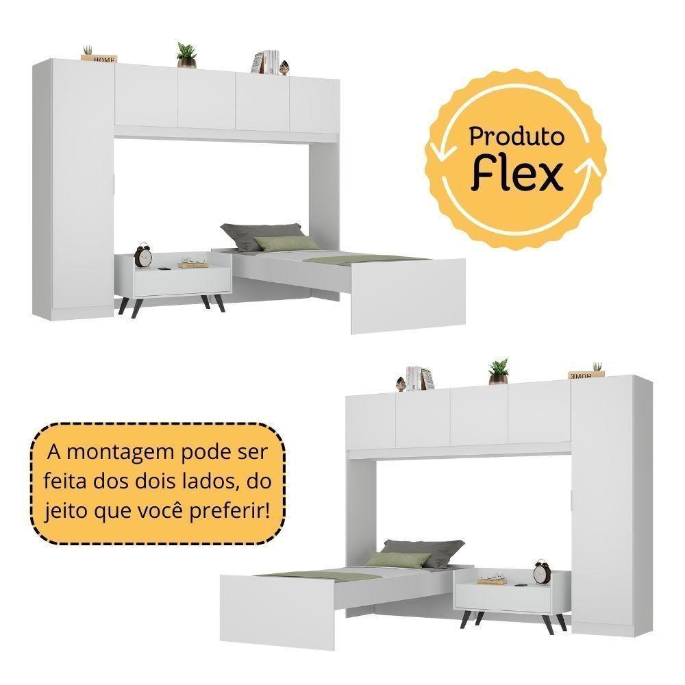 Cama De Solteiro Com Colchão/guarda Roupa/mesa De Cabeceira Retrô Dublin Multimóveis Mp4037 Bca/pta - 5