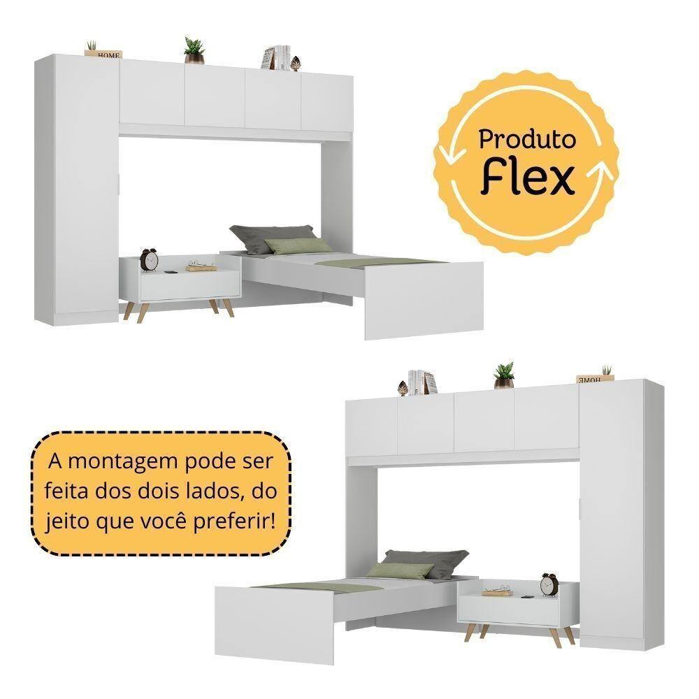 Cama De Solteiro Com Colchão/guarda Roupa/mesa De Cabeceira Retrô Dublin Multimóveis Mp4037 Bca/nat - 5