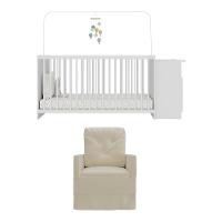 Berço Cômoda Com Poltrona De Amamentação Meu Bebê Multimóveis Mp4066 Branco/bege Branco/bege - 2