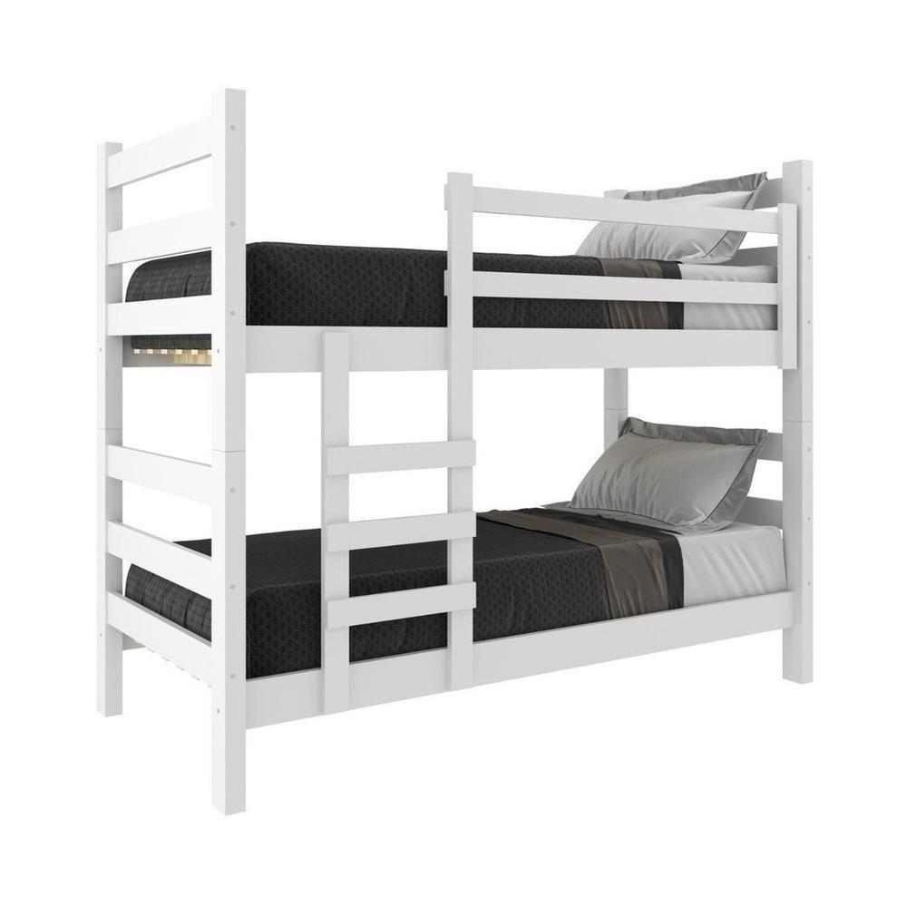 Beliche Madeira Maciça - Vira 2 Camas - Com Colchões Inclusos Dubai Multimóveis Cr4158 Branco - 1