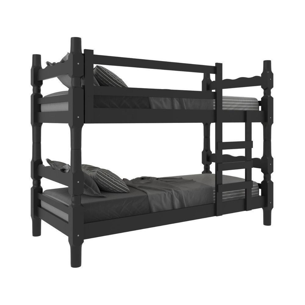 Beliche Madeira Maciça - Vira 2 Camas - Com Colchões Inclusos Porto Multimóveis Cr4159 Preto - 1