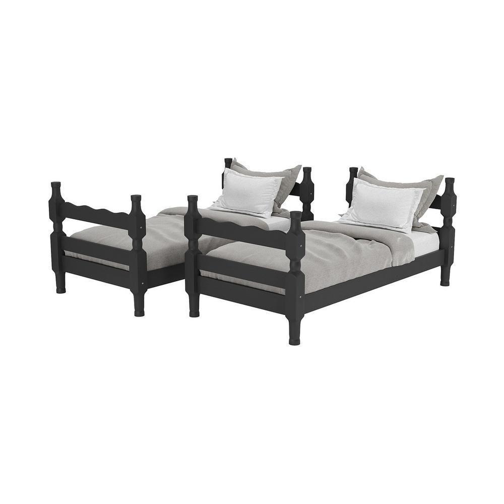 Beliche Madeira Maciça - Vira 2 Camas - Com Colchões Inclusos Porto Multimóveis Cr4159 Preto - 3