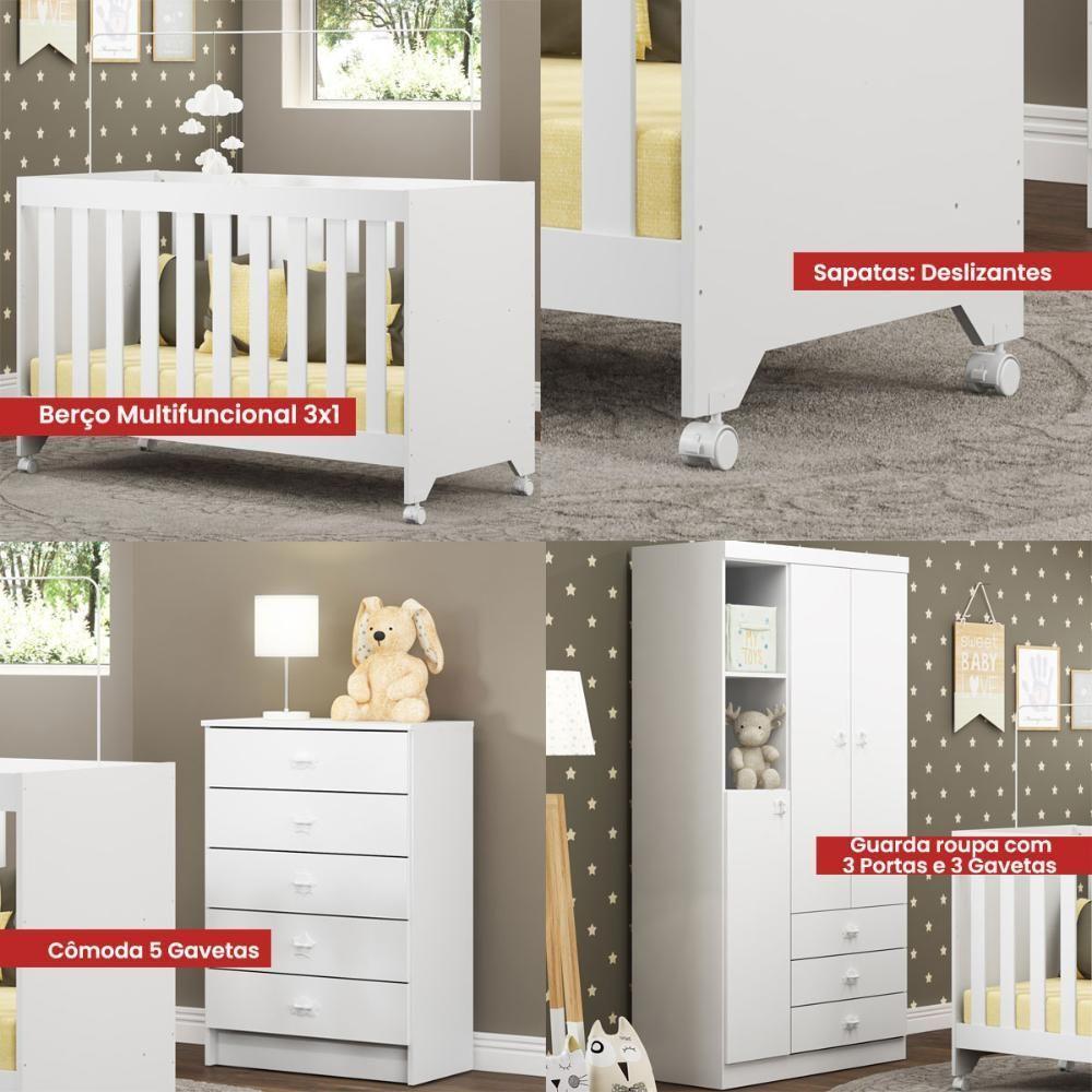 Berço Cômoda Guarda Roupa Ditália Bbi-51 Bb-120 Bb-322 - 6