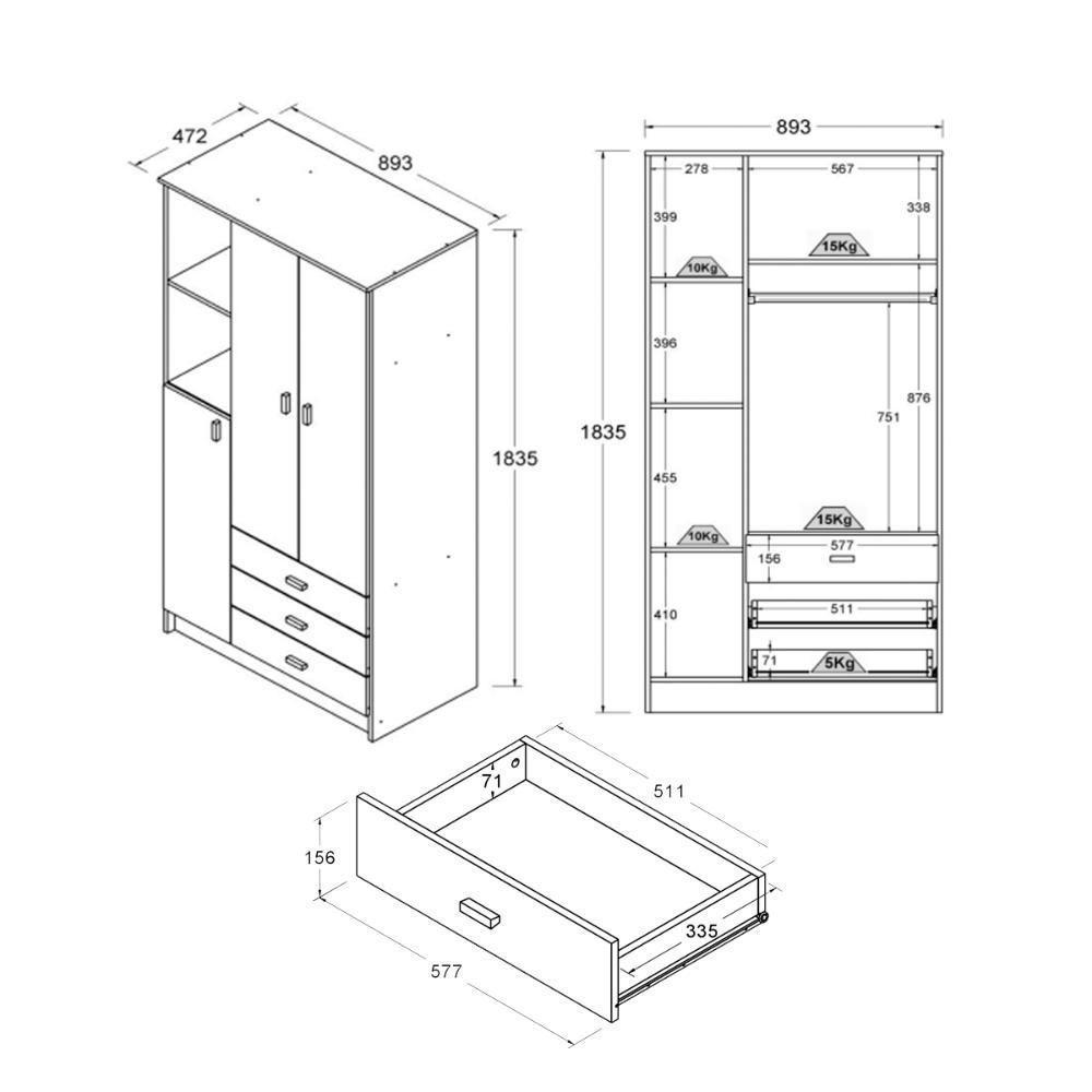 Berço Cômoda Guarda Roupa Ditália Bbi-51 Bb-120 Bb-322 - 8