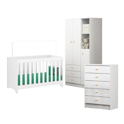 Berço Cômoda Guarda Roupa Bbi-51 Bb-120 Bb-322 3 Portas 3 Gavetas em MDF MDP 89.3cm Ditália Móveis