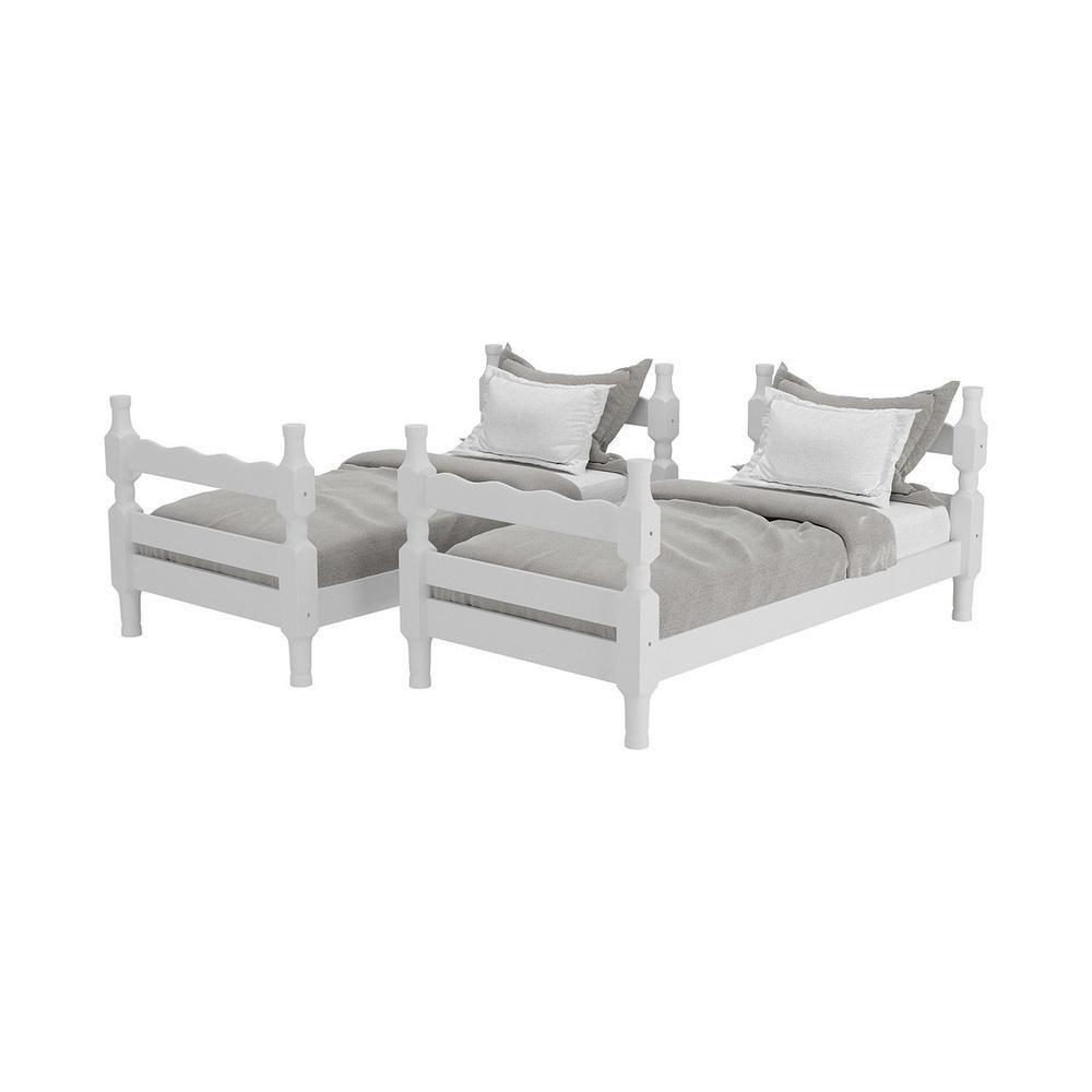 Beliche Madeira Maciça - Vira 2 Camas - Com Colchões Inclusos Porto Multimóveis Cr4159 Branco - 3