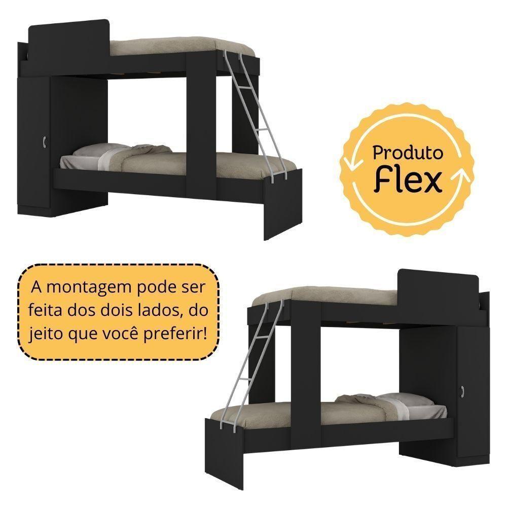 Beliche Com Colchão Incluso 1 Porta Havana Multimóveis Preto - 6