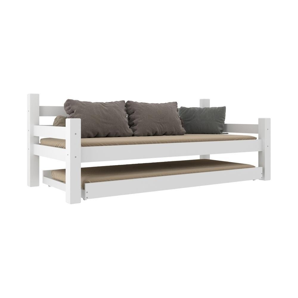 Bicama Madeira Maciça Com Colchões Inclusos Paris Multimóveis Cr4160 Branco - 1