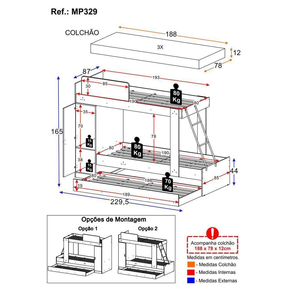 Treliche Com Colchão Incluso E Barra De Proteção Multimóveis Branco - 7
