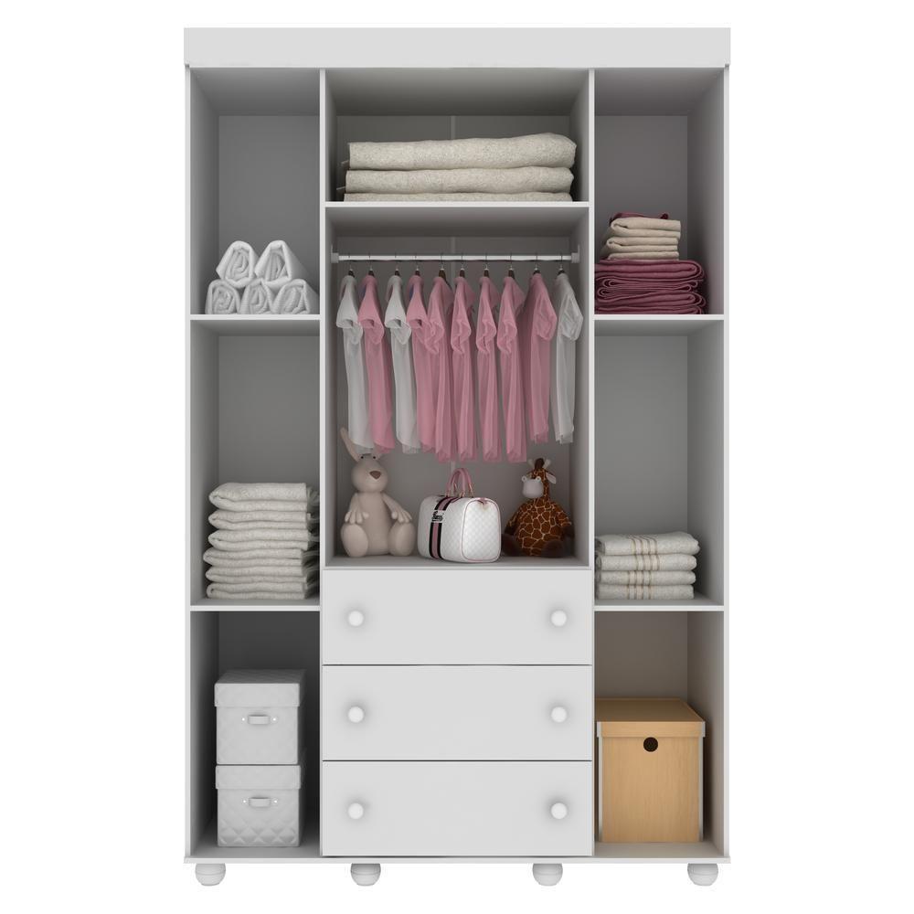 Quarto Completo Com Berço 3x1 Com Rodízios Multimóveis Pimpolho Fg3011 Branco - 6