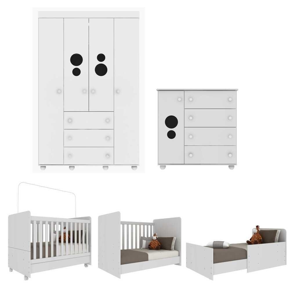 Quarto Completo Infantil Com Colchão Incluso Multimóveis Pimpolho Fg3571 Branco - 2
