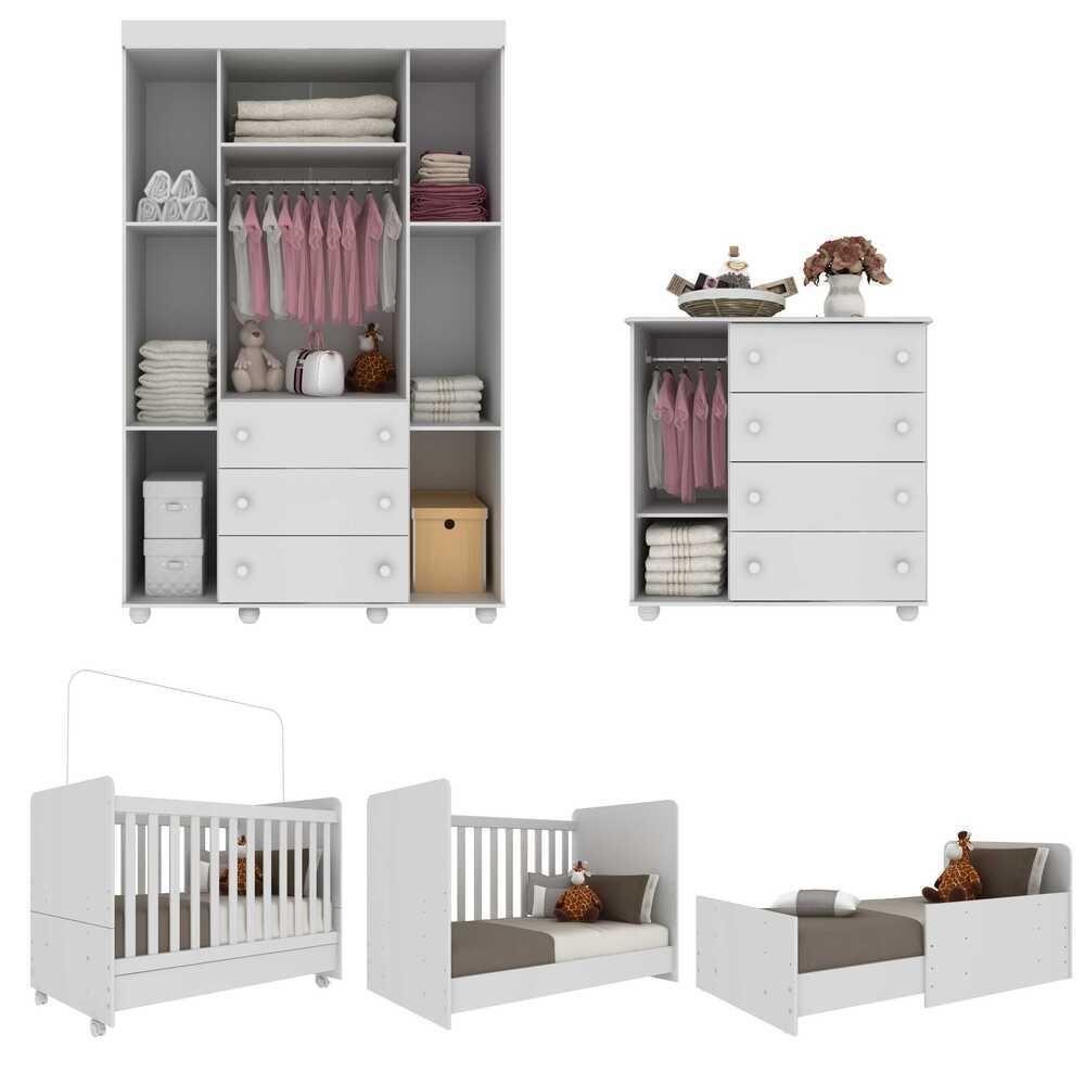 Quarto Completo Infantil Com Colchão Incluso Multimóveis Pimpolho Fg3571 Branco - 3
