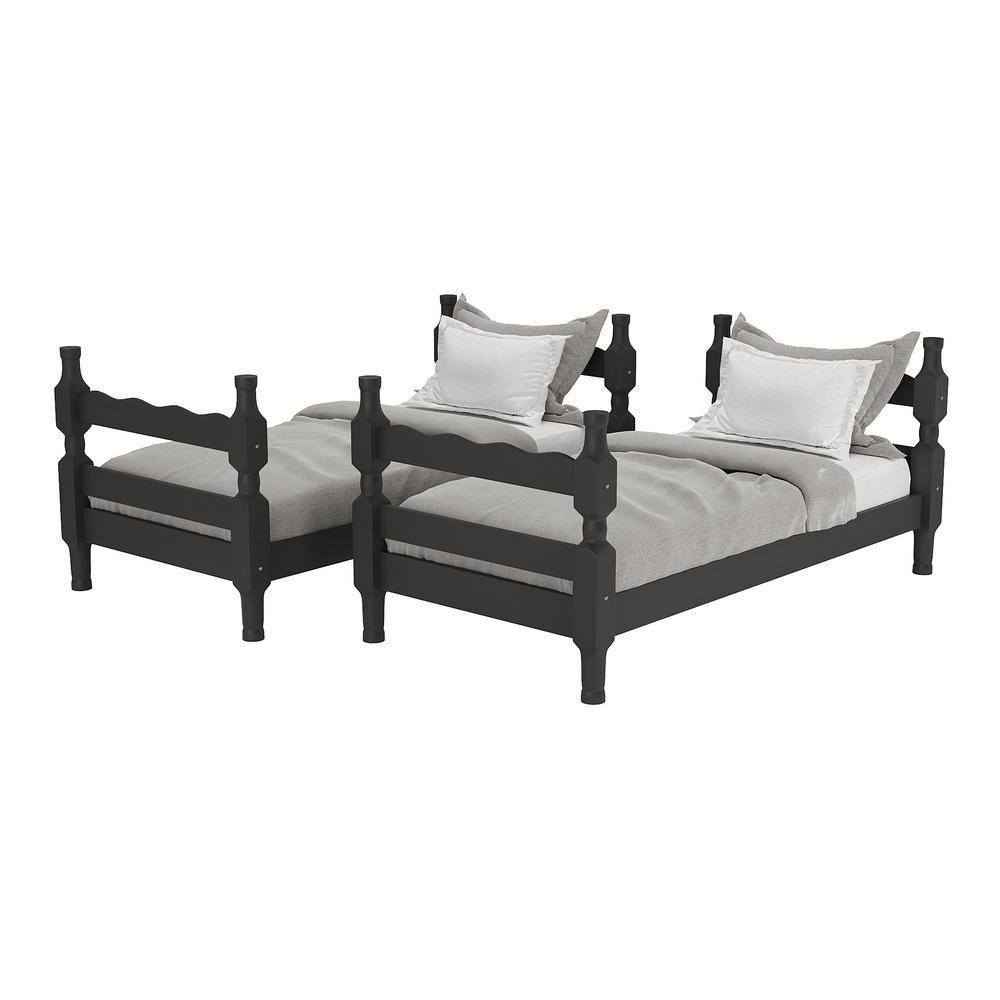 Beliche Madeira Maciça - Vira 2 Camas - Para Colchão 78/88 X 188cm Porto Multimóveis Cr4138 Preto - 2