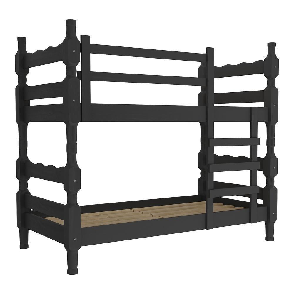 Beliche Madeira Maciça - Vira 2 Camas - Para Colchão 78/88 X 188cm Porto Multimóveis Cr4138 Preto - 3