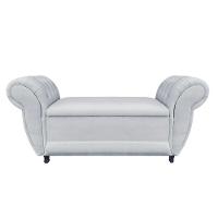 Divã Recamier Com Baú Grécia 1,55 Cm Suede Cinza - 1