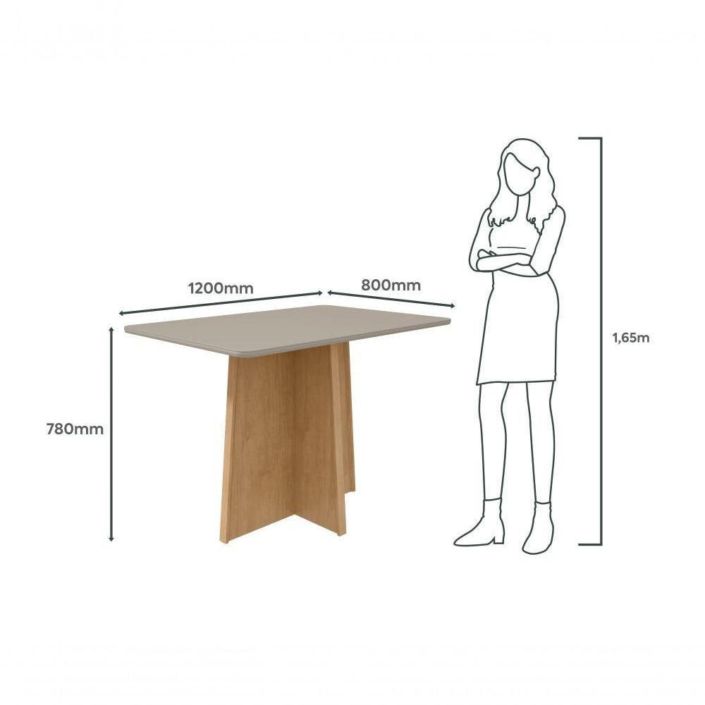 Conjunto Mesa De Jantar Celebrare 1,20 C/ Vidro E 4 Cadeiras Apogeu Tecido Veludo Liso Capuccino Amendoa Clean/off White - 5