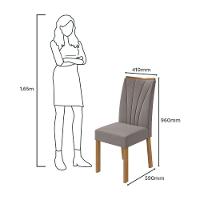 Conjunto Mesa De Jantar Celebrare 1,20 C/ Vidro E 4 Cadeiras Apogeu Tecido Veludo Liso Capuccino Amendoa Clean/off White - 6