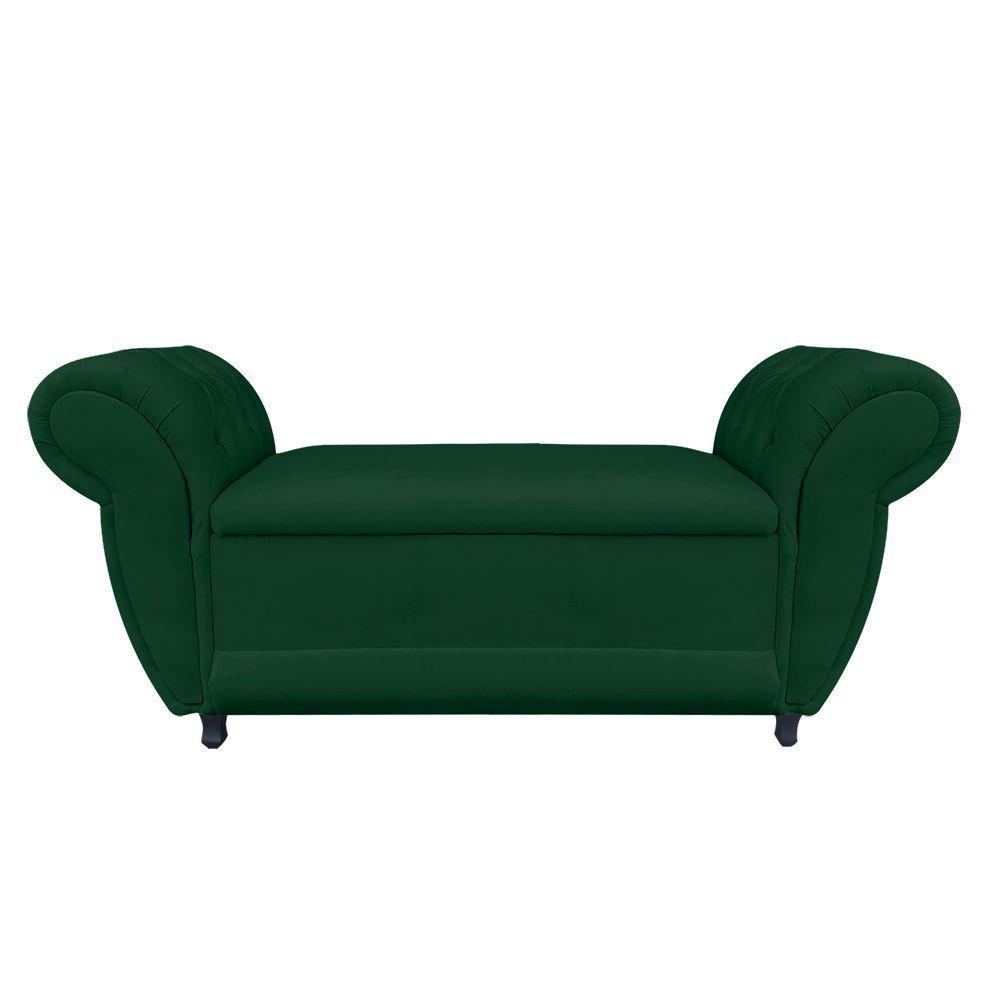 Divã Recamier Com Baú Grécia 1,55 Cm Suede Verde - 1