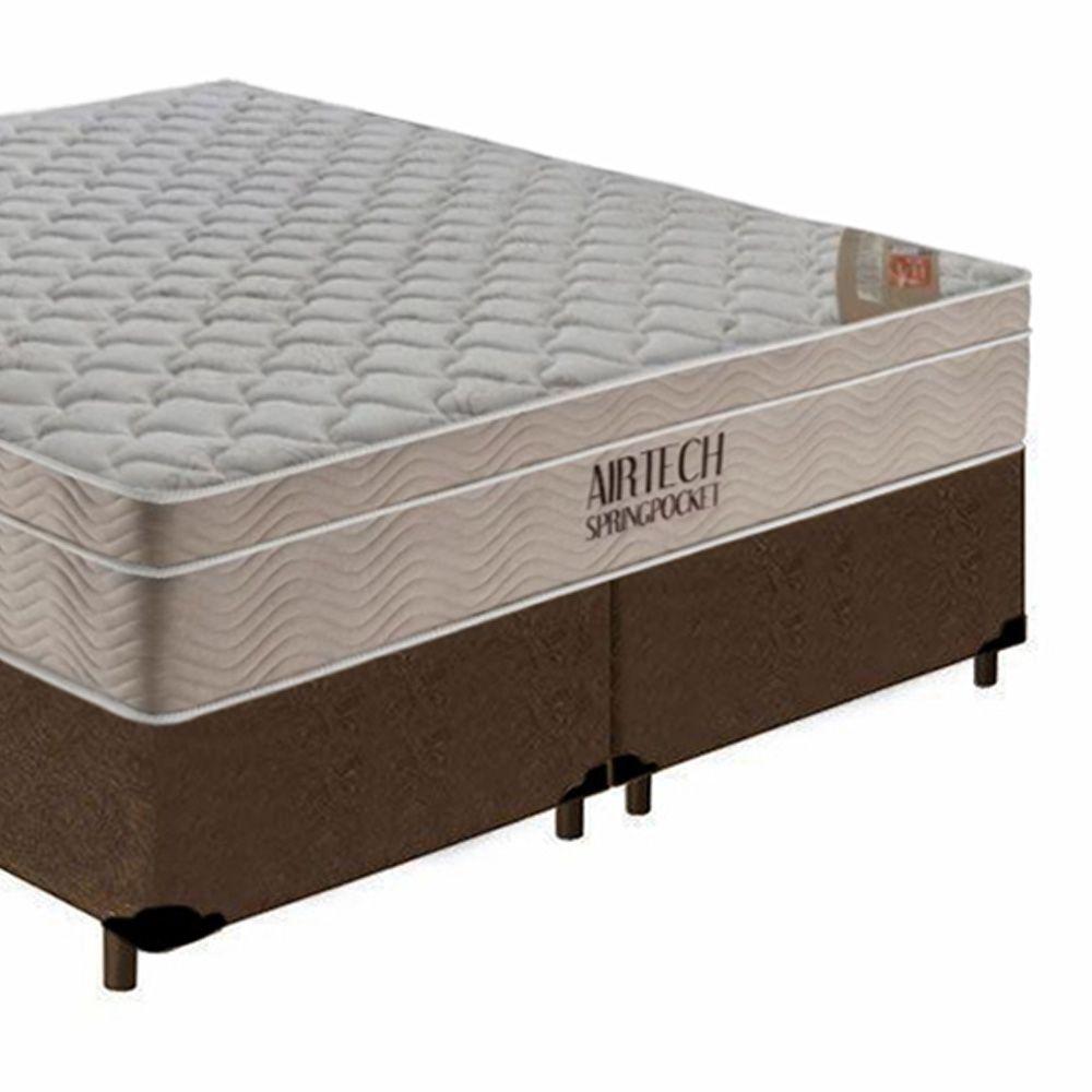 Cama Box King Bipartido Suede + Colchão Ortobom Airtech Molas Ensacadas 65x193x203 Cor:marrom - 4