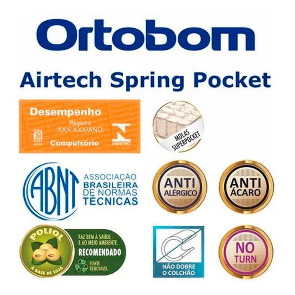 Cama Box Baú Queen Suede Bipartido + Colchão Ortobom Airtech Molas Ensacadas 65x158x198 Preto - 4