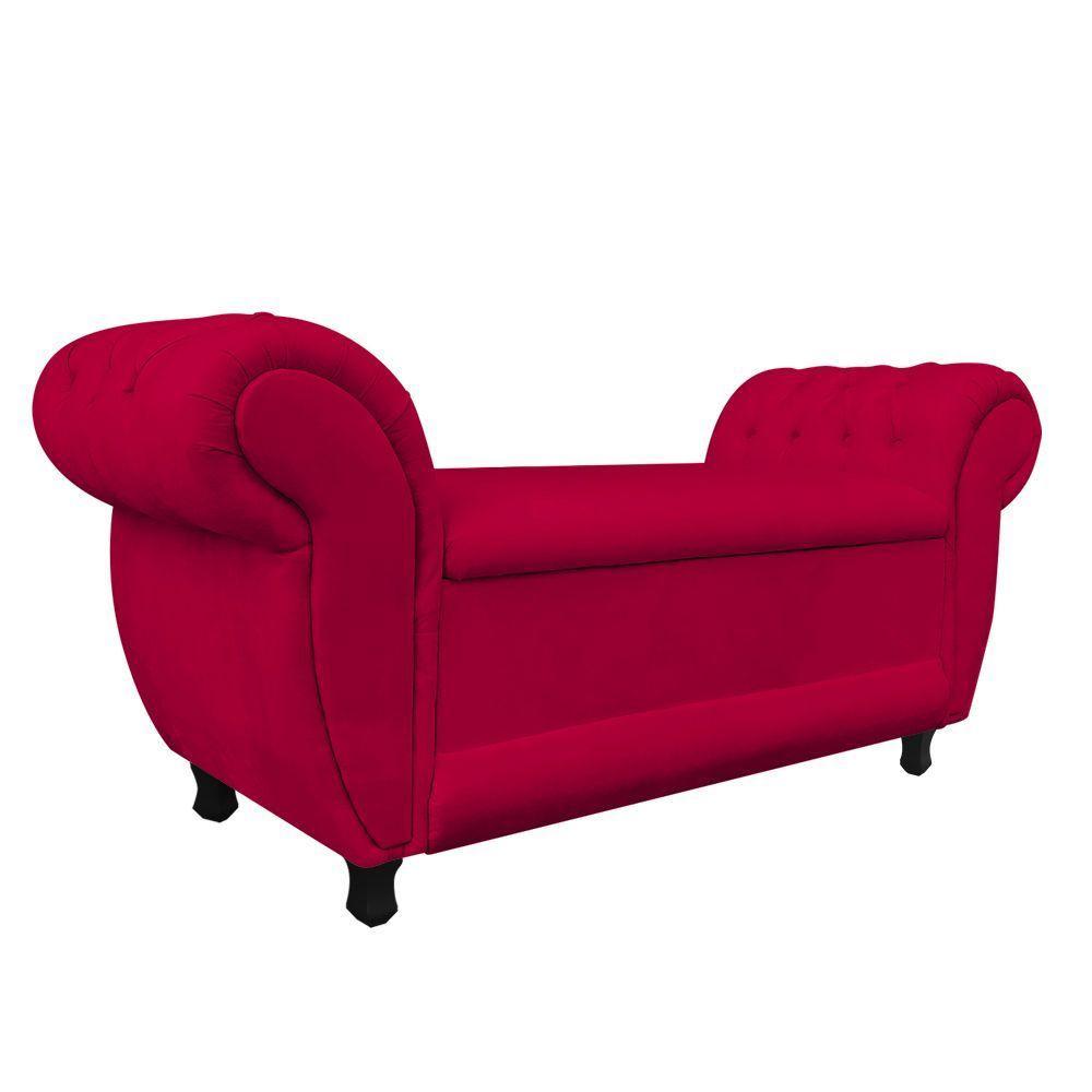 Divã Recamier Com Baú Grécia 1,55 Cm Suede Vermelho - 4