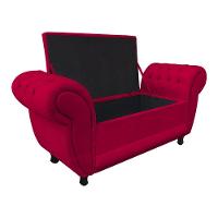 Divã Recamier Com Baú Grécia 1,55 Cm Suede Vermelho - 3