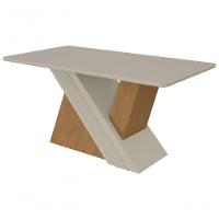 Mesa De Jantar Lopas 1,70 Venus Com Vidro Serigrafado Amendoa Clean/off White - 1