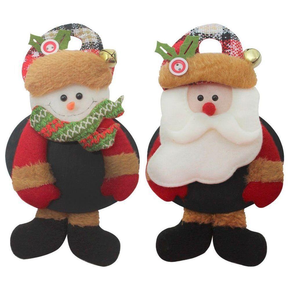 Kit 8 Enfeites De Natal Boneco De Neve E Papai Noel Com Lousa 18cm - 1