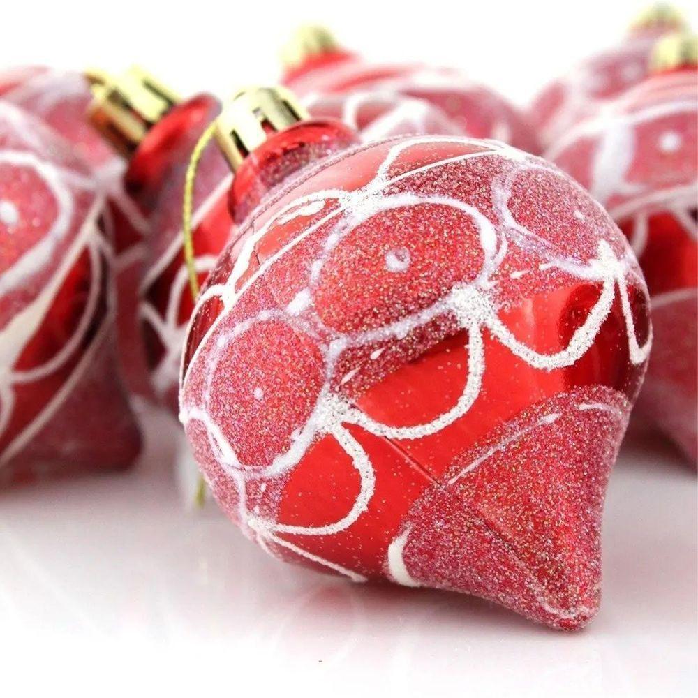 Bola Pião Enfeite árvore Natal Pendente 60mm 6 Peças - 3