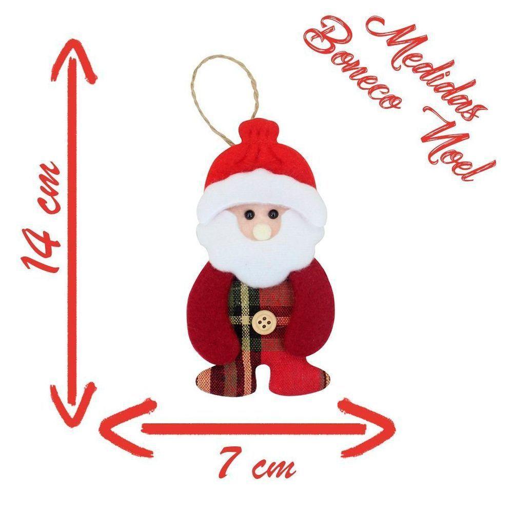 Kit 6 Peças Enfeite árvore Natal Pendente Papai Noel Boneco De Neve 14cm - 4