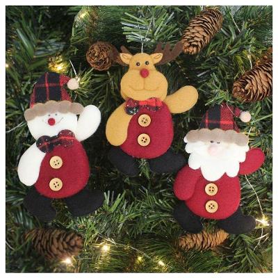 Kit 3 Enfeites árvore De Natal Pendente Boneco De Neve Papai Noel Rena