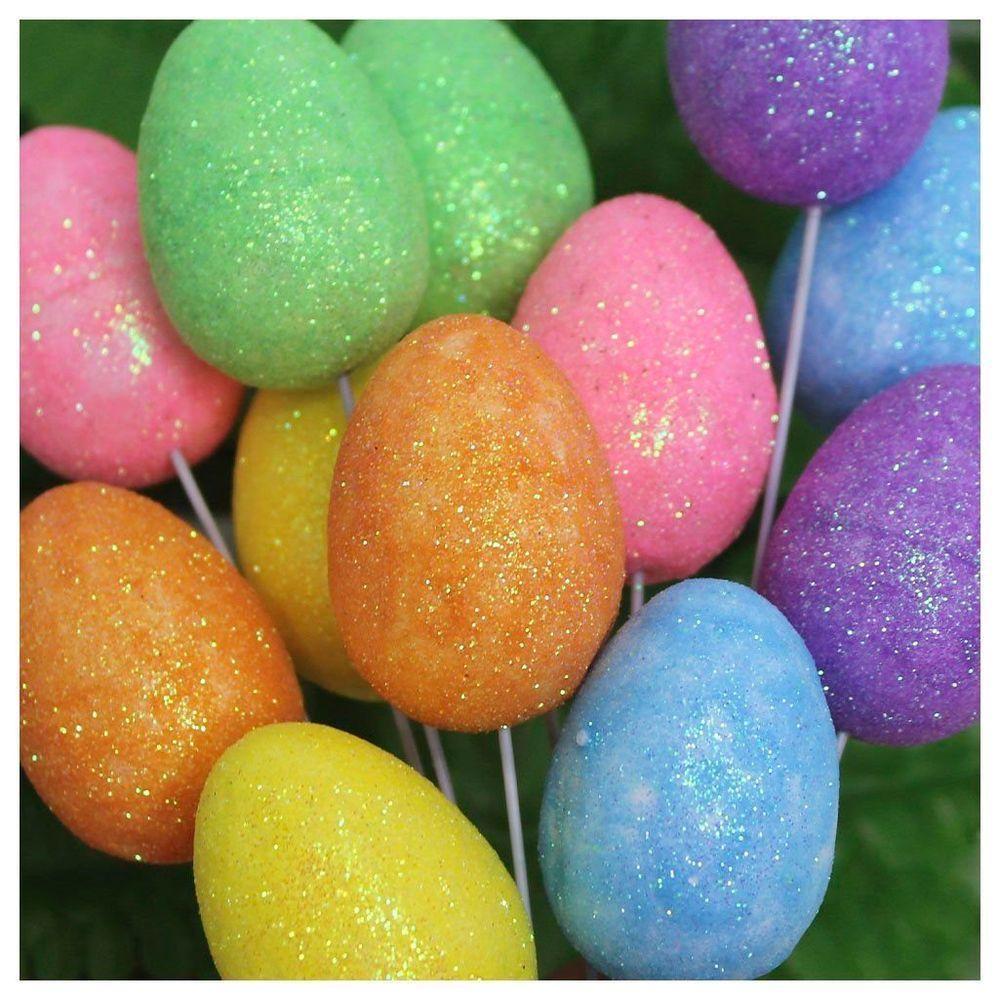Enfeite Decorativo Ovo De Páscoa 12 Unidades Com Haste - 1