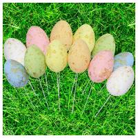 Enfeite Decorativo Ovo De Páscoa 18 Unidades Com Haste - 1