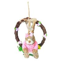 Guirlanda Enfeite Páscoa Coelhinho Palha 26cm - 2