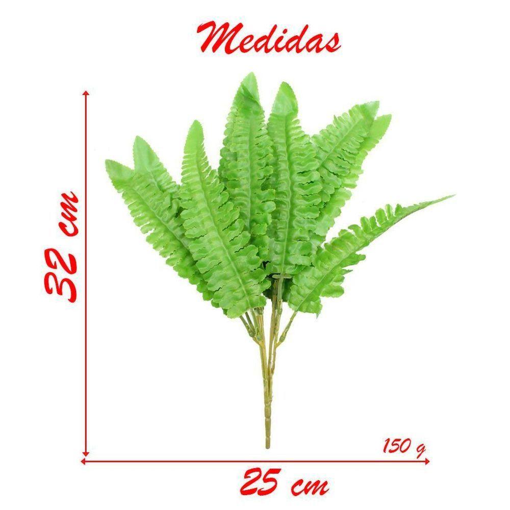 Ramo Decoração Arranjo Samambaia Planta Artificial Verde Plástico 6 Galhos 35cm - 4