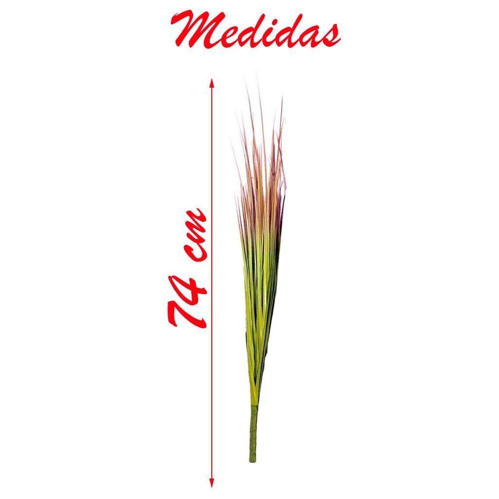 Kit 2 Folhagem Capim Verde Ponta Avermelhada Artificial 74cm - 2