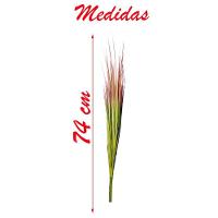 Kit 2 Folhagem Capim Verde Ponta Avermelhada Artificial 74cm - 2