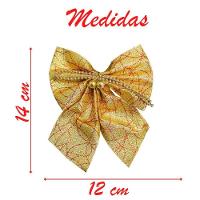 Enfeite árvore Natal Laço Dourado Brilhante 14cm 4 Unidades - 2