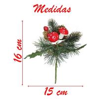 Kit 12 Ramos Cogumelo Decoração De Natal Artificial Com Brilho 16cm - 3