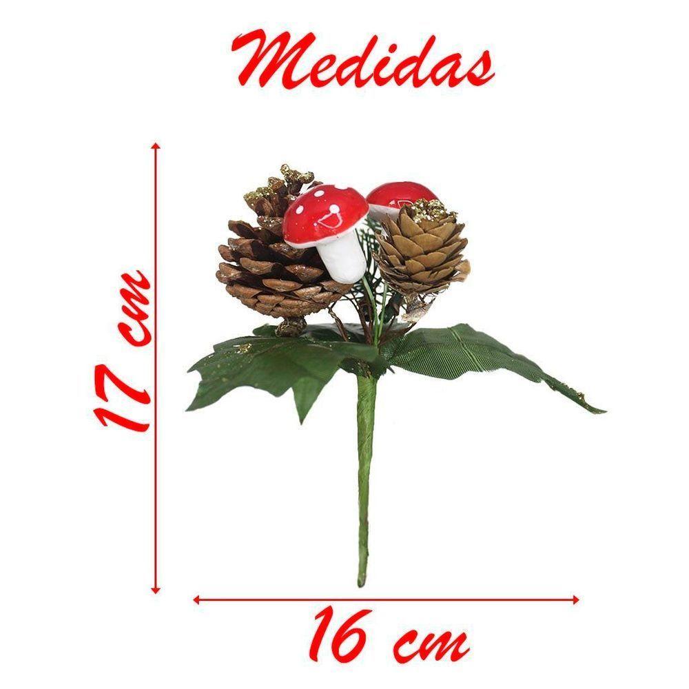 2 Ramos Cogumelos Decoração De Natal Artificial 17cm - 3
