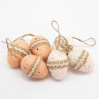 12 Ovos De Páscoa Branco E Bege Enfeite Decorativo Pendente - 1