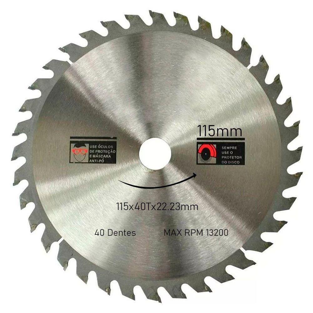 Kit 10 Discos De Serra Circular Com 40 Dentes 4-1-2" 115mm Para Madeira - 1