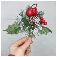 Kit 2 Ramos Pera Decoração Natal Artificial Com Detalhes Branco 17cm - 2