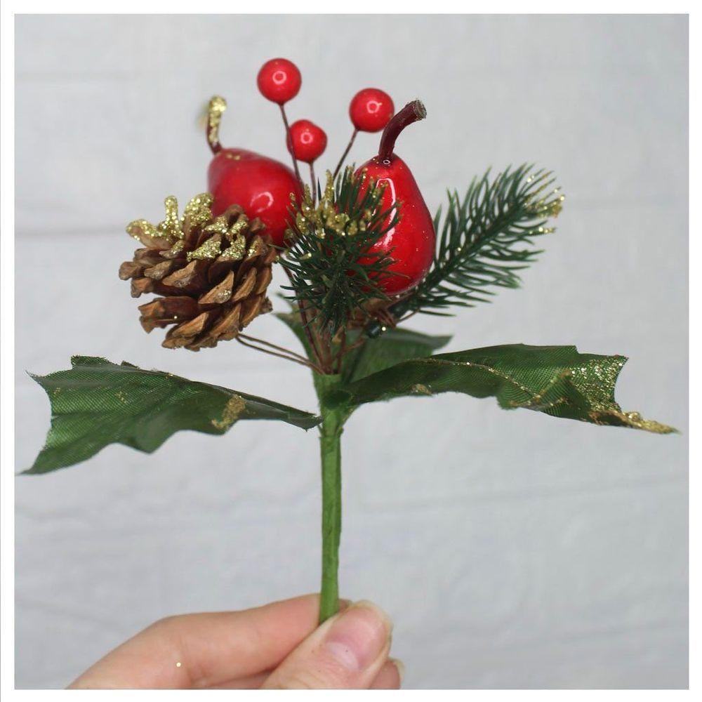 12 Ramos Pera Decoração De Natal Artificial 17cm - 2