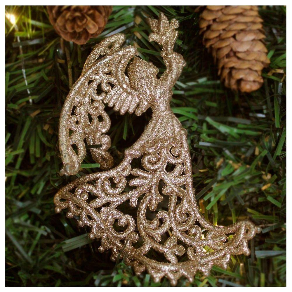 Kit 6 Enfeite Pendente árvore Natal Anjo Dourado 12,5cm - 2