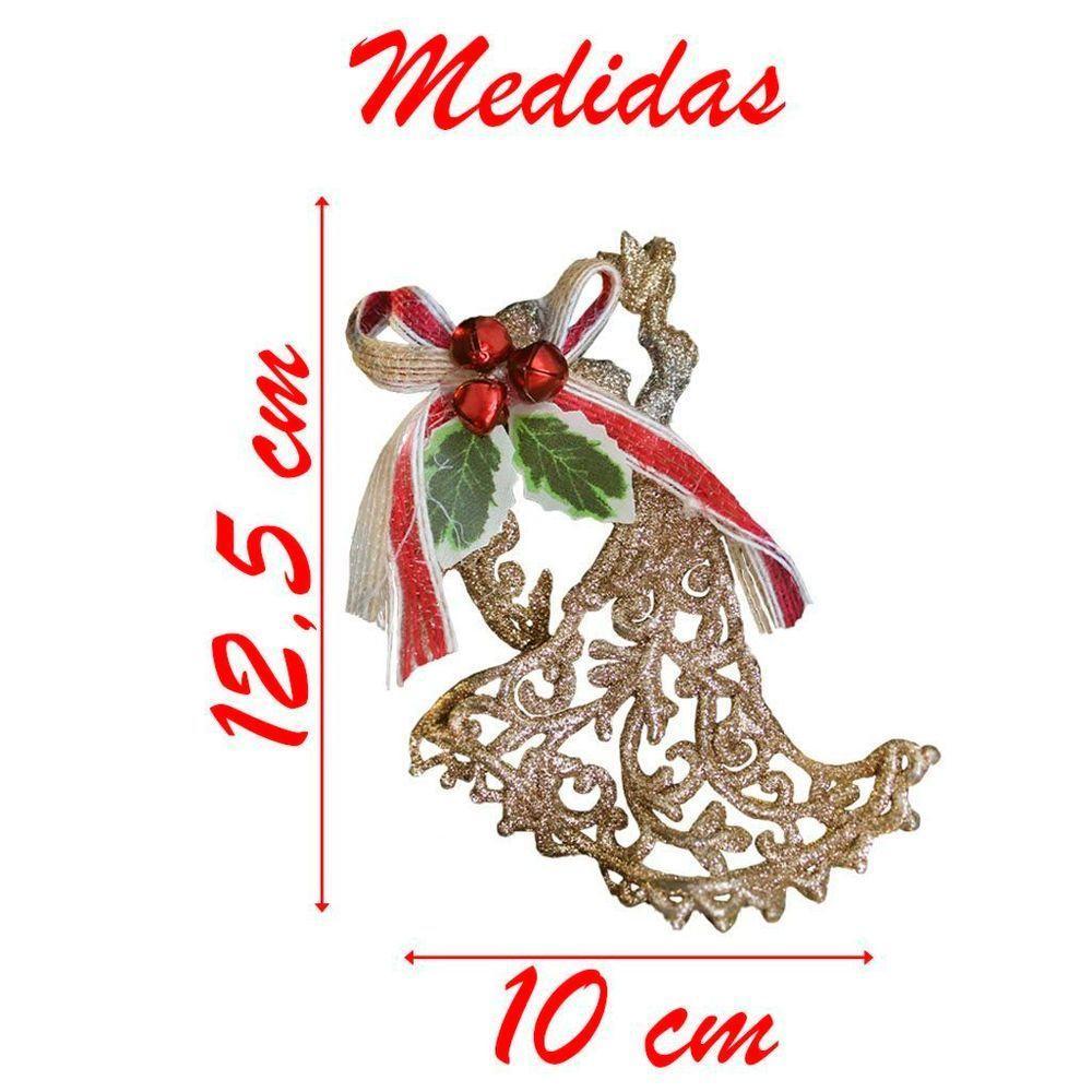 Kit 6 Enfeite Pendente árvore Natal Anjo Dourado 12,5cm - 3
