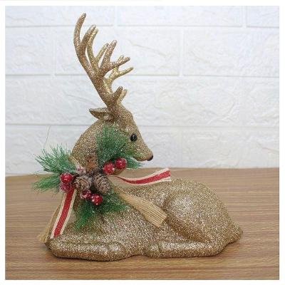 Boneco Natal Rena Natalina Glitter Dourado 21cm