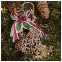 Kit 2 Enfeite Pendente árvore Natal Anjo Dourado 12,5cm - 1